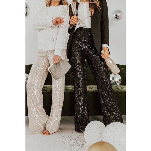 Vintage Glam Rock Beaded (Sequin) Silk Channel Pants - David Bowie Style, M - Picture 12 of 12